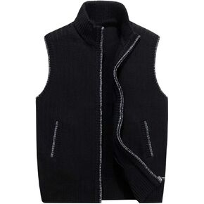 LemonGirl Mens Casual Slim Full Zip Knitted Sweater Vest with Pocked in Kuwait
