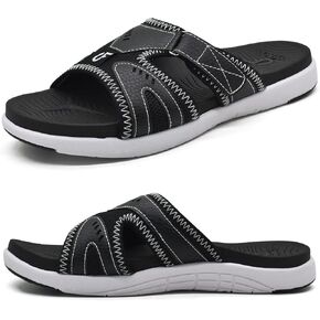COFACE Mens Sport Recovery Sandals Plantar Fasciitis Soft Cushion Lightweight Orthotic Slides for Men
