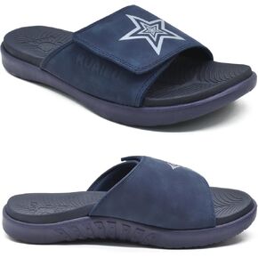 KuaiLu Mens Slides Soft Cushion Sport Sandals with Plantar Fasciitis Arch Support Adjustable Open Toe Summer Slippers Slip on Indoor Outdoor Size 7-15
