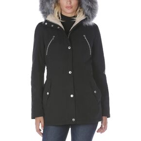 Nautica Women's Microfiber Parka Anorak Jacket with Faux Fur Hooded Trim