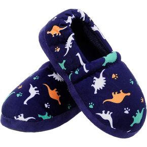 MIXIN Boys Slippers Indoor House Slippers Bedroom Dinosaur Soft Warm Boys House Shoes with Memory Foam
