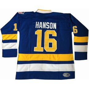 Hanson Brothers Hockey Jersey 16 Charlestown Chiefs 17 Jeff Slap Shot 18 Movie Hockey Jersey Blue White S-3XL