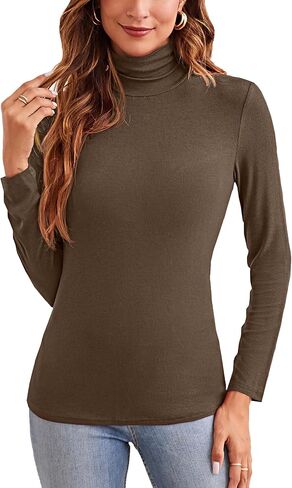 قمصان نسائية XSRYT بأكمام طويلة وياقة مدورة خفيفة الوزن ومتماسكة ومضلعة، بلوفر علوي in Kuwait