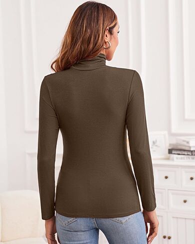 قمصان نسائية XSRYT بأكمام طويلة وياقة مدورة خفيفة الوزن ومتماسكة ومضلعة، بلوفر علوي in Kuwait