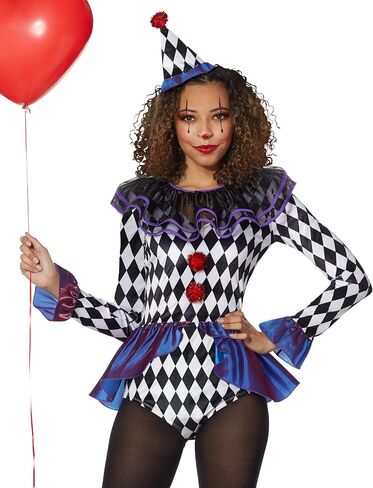 Spirit Halloween Adult Carnival Clown Bodysuit Costume | Classic Halloween | Clown Cosplay in Saudi Arabia