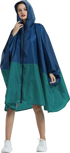 salamra Rain Poncho Jacket Coat Hooded Zipper Style for Women/Men/Adult with Pocket in Kuwait