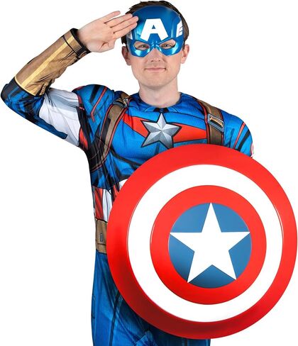 درع Marvel Captain America الرسمي للبالغين مقاس 60.96 سم - ملحق درع بلاستيكي مقاس 60.96 سم بمقابض مرنة in Saudi Arabia