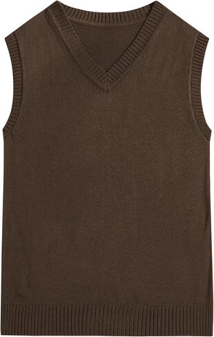 سترة رجالية من CALSUZ محبوكة بياقة على شكل V بدون أكمام وسترات فضفاضة غير رسمية in Kuwait