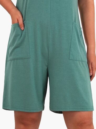 Casual Rompers for Women Summer 2024 Sleeveless Adjustable Strap Shorts Jumpsuits Stretchy Romper with Pockets in Saudi Arabia