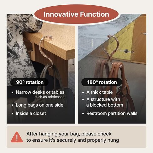 علاقة خطاف محفظة iHELIA للطاولة (التوقيع) - حامل حقيبة ممتاز مع تصميم وظيفة قابل للدوران 90 و180 درجة (ذهبي شامبانيا) in Kuwait