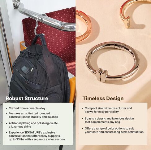 علاقة خطاف محفظة iHELIA للطاولة (التوقيع) - حامل حقيبة ممتاز مع تصميم وظيفة قابل للدوران 90 و180 درجة (ذهبي شامبانيا) in Kuwait