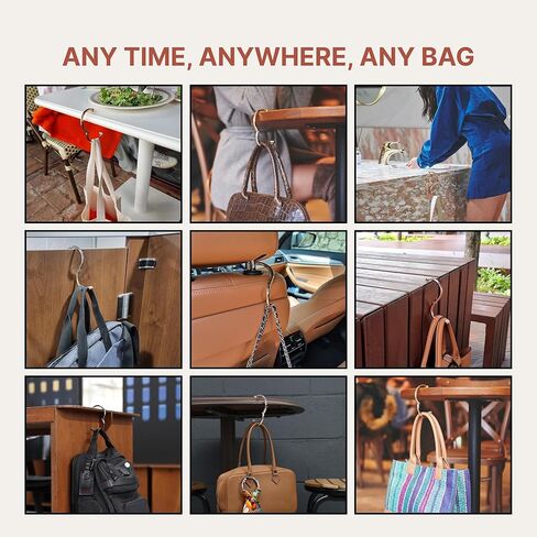 علاقة خطاف محفظة iHELIA للطاولة (التوقيع) - حامل حقيبة ممتاز مع تصميم وظيفة قابل للدوران 90 و180 درجة (ذهبي شامبانيا) in Kuwait