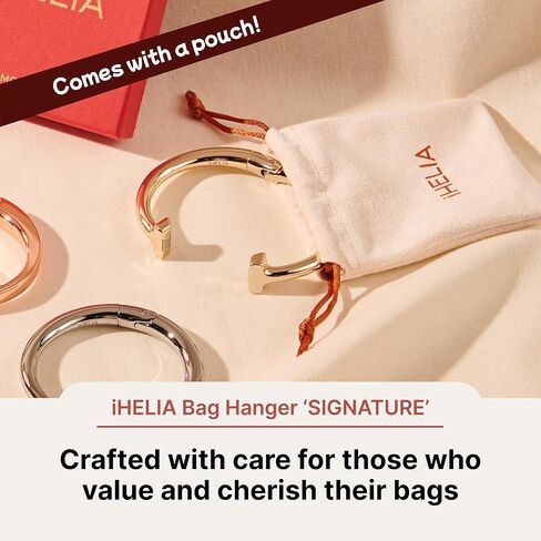 علاقة خطاف محفظة iHELIA للطاولة (التوقيع) - حامل حقيبة ممتاز مع تصميم وظيفة قابل للدوران 90 و180 درجة (ذهبي شامبانيا) in Kuwait