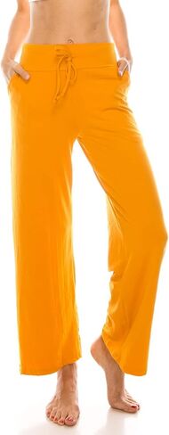 Leggings Depot Women's Fashion Pajama Pants with Pockets Comfy Drawstring Sleep Lounge Bottoms in Kuwait