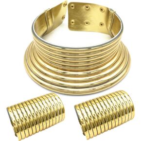 Chryvva المجوهرات الأفريقية بيان طوق مصر الذهب لهجة المختنق المرأة مكتنزة جلدية الياقة قلادة (الذهب) in Kuwait