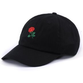 Rose Embroidered Dad Hat Women Men Cute Adjustable Cotton Floral Baseball Cap in Saudi Arabia