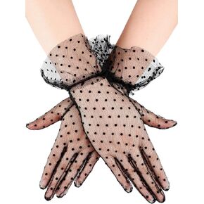 Boao Women Lace Glove Short Lace Glove Floral Courtesy Lace Glove for Wedding Tea 1950's Party Costume Favors in Saudi Arabia