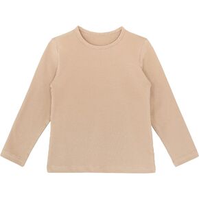Lilax Girls' Basic Long Sleeve Round Neck Cotton T-Shirt