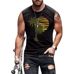 Beach Tank Top Men Hawaiian Palm Tree Sleeveless Shirt in Saudi Arabia