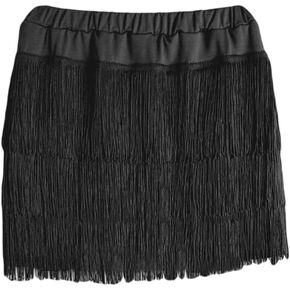 Libaobaoyo Girls Tassel Dance Skirt Latin Ballroom Salsa Rumba Mini Layered Fringe Dancewear in Kuwait
