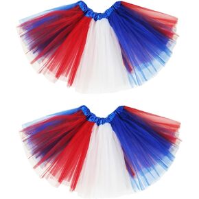 SUFEINI Red White and Blue Tutu for Girls USA Tutu Skirt Kids American Flag Tutu Dress Patriotic Tutu Costume