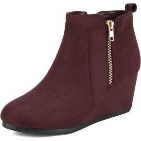 DREAM PAIRS Women's Suede Low Wedges Ankle Boots