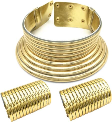 Chryvva المجوهرات الأفريقية بيان طوق مصر الذهب لهجة المختنق المرأة مكتنزة جلدية الياقة قلادة (الذهب) in Kuwait