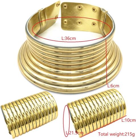 Chryvva المجوهرات الأفريقية بيان طوق مصر الذهب لهجة المختنق المرأة مكتنزة جلدية الياقة قلادة (الذهب) in Kuwait