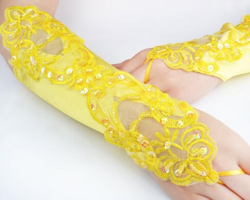 JISEN Fingerless Satin 1920s Gloves Women Banquet Party Elegant Lace Embroidered Bridal Mittens 11 Inch in Kuwait