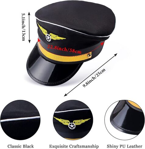 Keymall Pilot Costume Kit With Hat Aviator Sunglasses Tie Pin for Men Aviation Halloween Dress Up Accessories Set in Kuwait