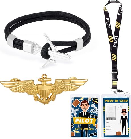 Keymall Pilot Costume Kit With Hat Aviator Sunglasses Tie Pin for Men Aviation Halloween Dress Up Accessories Set in Kuwait