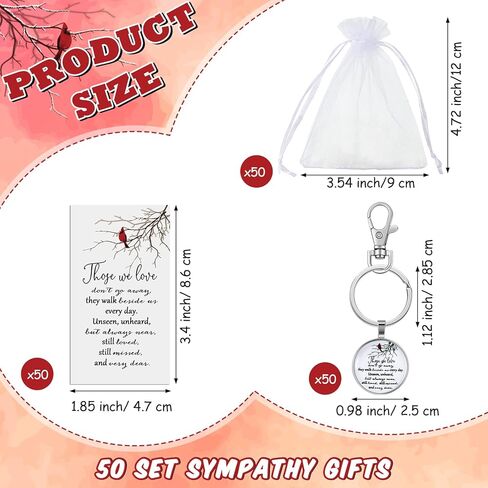 Fumete Cardinal Keychain Bulk Metal Red Bird Cardinal Key Ring Remembrance Sympathy Gifts Memorial Jewelry for Loss with Cards Bags in Kuwait