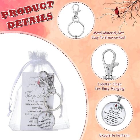 Fumete Cardinal Keychain Bulk Metal Red Bird Cardinal Key Ring Remembrance Sympathy Gifts Memorial Jewelry for Loss with Cards Bags in Kuwait
