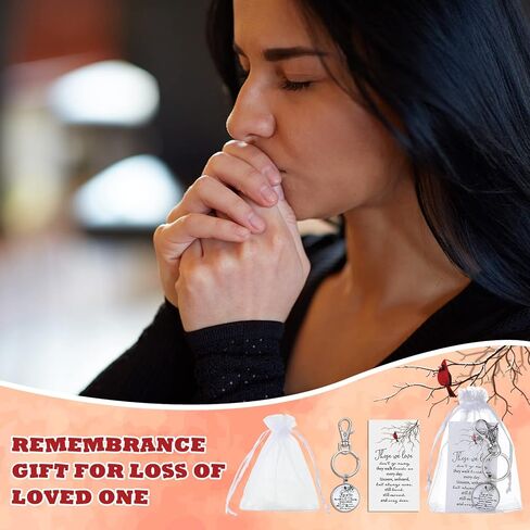 Fumete Cardinal Keychain Bulk Metal Red Bird Cardinal Key Ring Remembrance Sympathy Gifts Memorial Jewelry for Loss with Cards Bags in Kuwait