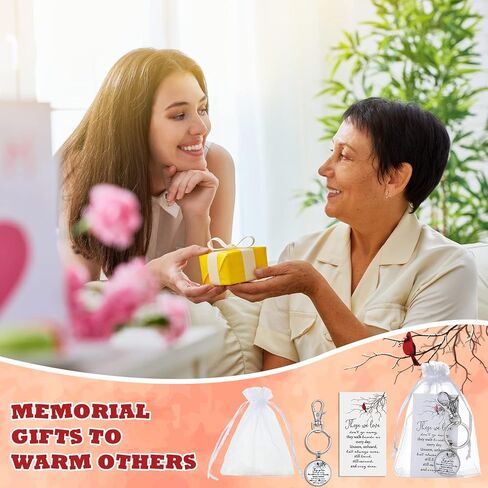 Fumete Cardinal Keychain Bulk Metal Red Bird Cardinal Key Ring Remembrance Sympathy Gifts Memorial Jewelry for Loss with Cards Bags in Kuwait