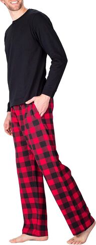 Men’s Pajama Set Pajamas For Men 2 Piece PJ Set with Cotton Knit Men Pajama Pants and Long Sleeve Henley T-Shirt in Kuwait
