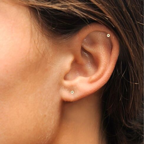14K الذهب 2mm مصقول الكرة الصغيرة الخرزة للجنسين الغضروف ثقب أقراط للنساء Grils الرجال الأولاد in Kuwait