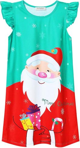 Perfashion Girls Nightgowns Soft Sleepwear Nightdress Flutter Sleeve Kitten/Rabbit Pajamas 4-13 Years in Kuwait