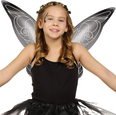 فانكريديبل مجموعة اكسسوارات ازياء الجنية | اجنحة الجنية وتاج الجنية مع جليتر | اجنحة الجنية الاسنان السوداء in Kuwait