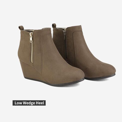 DREAM PAIRS Women's Suede Low Wedges Ankle Boots in Kuwait