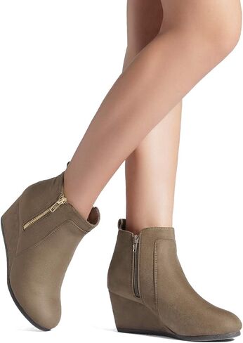 DREAM PAIRS Women's Suede Low Wedges Ankle Boots in Kuwait