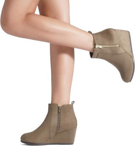 DREAM PAIRS Women's Suede Low Wedges Ankle Boots in Kuwait
