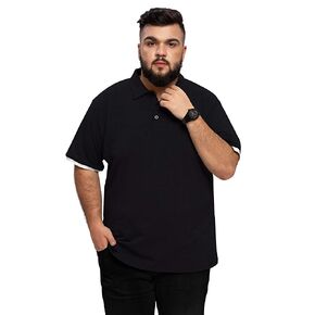 Aiyino Men's Big and Tall Classic Fit Short/Long Sleeve Solid Soft Cotton Polo Shirt in Saudi Arabia