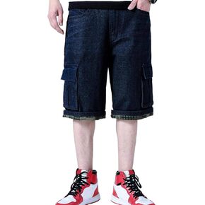 Yeokou Men's Loose Hip Hop Cropped Jeans Work Denim Shorts with Cargo Pockets in Saudi Arabia