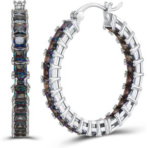 Hoop Earrings For Women 925 Sterling Silver Post Multcolors Cubic Zirconia Gold Plated Christmas Birthday Party Jewelry Gifts for Women Gilrs weinuo
