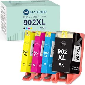 MYTONER استبدال خرطوشة الحبر المعاد تصنيعها ل HP 902XL 902 XL لطابعة OfficeJet Pro 6979 6978 6962 6968 6958 6975 6960 6970 6954 6951 6950 (أسود، سماوي، أرجواني، أصفر، 4 حزم) in Kuwait
