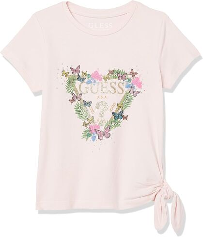 GUESS Girls' Little Glitter Logo Organic Stretch Jersey Tie T-Shirt in Saudi Arabia