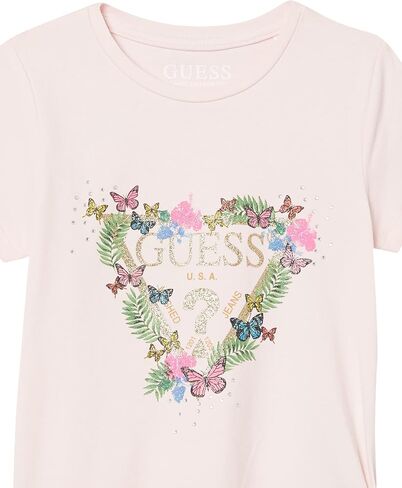 GUESS Girls' Little Glitter Logo Organic Stretch Jersey Tie T-Shirt in Saudi Arabia