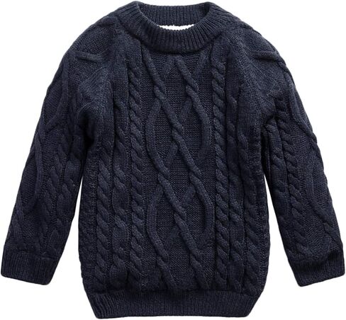 Baby Boys Girls Cable Knit Pullover Sweater Fleece Lined Vintage Warm Sweatshirt in Saudi Arabia