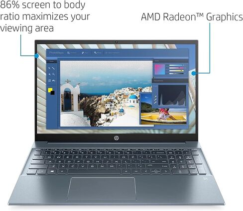 2022 Newest HP Pavilion 15.6inch FHD 1080P IPS Laptop, 8-Core AMD Ryzen 7-5700U(Up to 4.3GHz, Beat i7-1180G7), 8GB RAM, 512GB NVMe SSD, Numpad, HDMI, WiFi, USB-A&C,Audio by B&O, Win11 Horizon Blue in Saudi Arabia